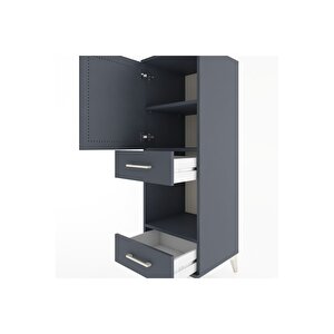 Hyperion Dolap 3 Raflı 2 Çekmeceli Tek Kapaklı 44x44x134 Antrasit-antrasit