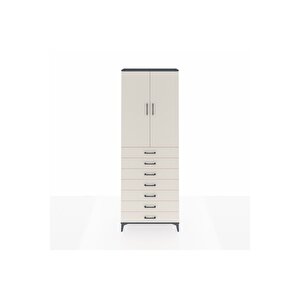 Arges Dolap 3 Raflı 7 Çekmeceli 2 Kapaklı 88x30x243 Antrasit-aytaşı