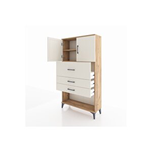 Arges Dolap 2 Raflı 3 Çekmeceli 2 Kapaklı 88x30x163 Çam-aytaşı
