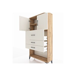 Arges Dolap 2 Raflı 3 Çekmeceli 2 Kapaklı 88x30x163 Çam-aytaşı