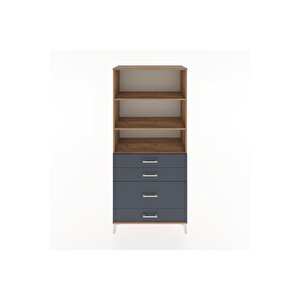 Hyperion Dolap 3 Raflı 4 Çekmeceli 88x44x195 Çam-antrasit
