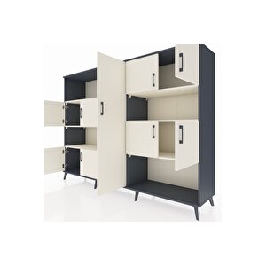 Hyperion Dolap 10 Raflı 9 Kapaklı 220x44x163 Antrasit-aytaşı