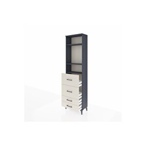 Arges Dolap 3 Raflı 4 Çekmeceli 60x30x221 Antrasit-aytaşı