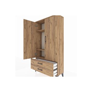 Arges Dolap 3 Raflı 2 Çekmeceli 2 Kapaklı 88x30x163 Çam-çam