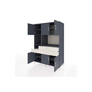 Kronos Dolap 9 Raflı 3 Çekmeceli 6 Kapaklı 132x59x195 Antrasit-antrasit/aytaşı