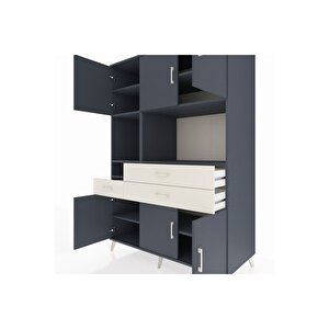 Kronos Dolap 9 Raflı 3 Çekmeceli 6 Kapaklı 132x59x195 Antrasit-antrasit/aytaşı