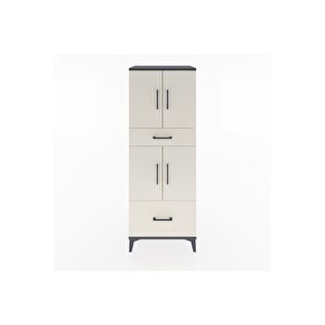Hyperion Dolap 2 Raflı 2 Çekmeceli 4 Kapaklı 60x44x163 Antrasit-aytaşı
