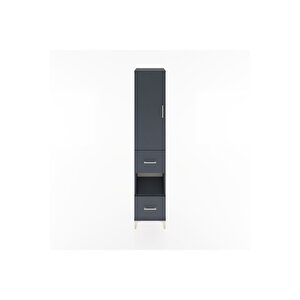 Hyperion Dolap 4 Raflı 2 Çekmeceli Tek Kapaklı 44x44x221 Antrasit-antrasit