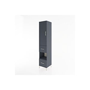 Hyperion Dolap 4 Raflı 2 Çekmeceli Tek Kapaklı 44x44x221 Antrasit-antrasit