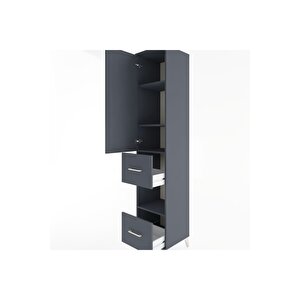Hyperion Dolap 4 Raflı 2 Çekmeceli Tek Kapaklı 44x44x221 Antrasit-antrasit