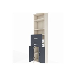 Arges Dolap 4 Raflı 2 Çekmeceli 2 Kapaklı 60x30x221 Aytaşı-antrasit