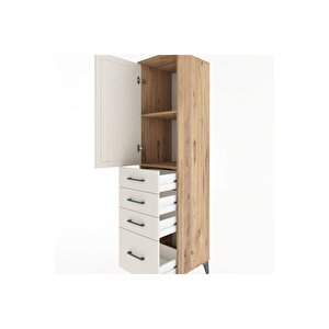 Hyperion Dolap 2 Raflı 4 Çekmeceli Tek Kapaklı 44x44x182 Çam-aytaşı