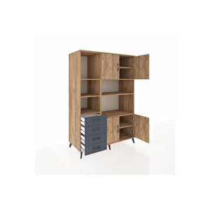 Kronos Dolap 8 Raflı 4 Çekmeceli 4 Kapaklı 132x59x195 Çam-çam/antrasit