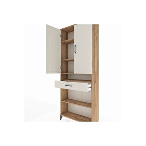 Arges Dolap 5 Raflı Tek Çekmeceli 2 Kapaklı 88x30x221 Çam-aytaşı