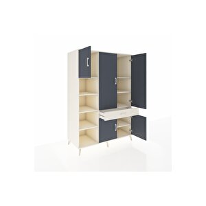 Kronos Dolap 8 Raflı Tek Çekmeceli 5 Kapaklı 132x59x195 Aytaşı-antrasit/aytaşı