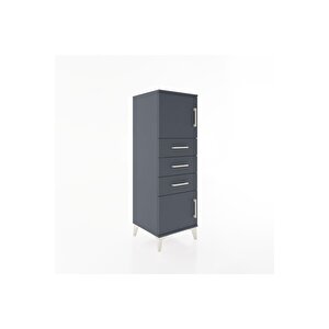 Hyperion Dolap Tek Raflı 3 Çekmeceli 2 Kapaklı 44x44x134 Antrasit-antrasit