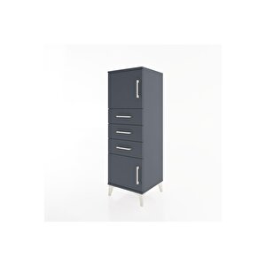 Hyperion Dolap Tek Raflı 3 Çekmeceli 2 Kapaklı 44x44x134 Antrasit-antrasit