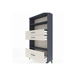 Arges Dolap 3 Raflı 3 Çekmeceli 88x30x163 Antrasit-aytaşı