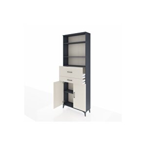 Arges Dolap 4 Raflı 2 Çekmeceli 2 Kapaklı 88x30x243 Antrasit-aytaşı