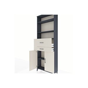 Arges Dolap 4 Raflı 2 Çekmeceli 2 Kapaklı 88x30x243 Antrasit-aytaşı