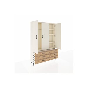 Arges Dolap 5 Raflı 6 Çekmeceli Tek Askılı 132x30x195 Aytaşı-aytaşı/çam