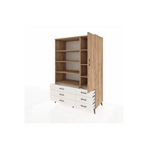 Kronos Dolap 8 Raflı 6 Çekmeceli Tek Kapaklı  132x59x195 Çam-çam/aytaşı