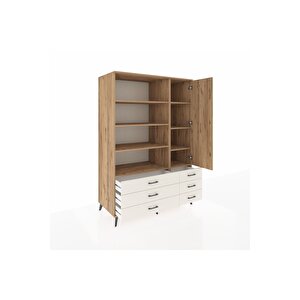 Kronos Dolap 8 Raflı 6 Çekmeceli Tek Kapaklı  132x59x195 Çam-çam/aytaşı