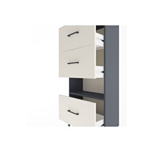 Arges Dolap Tek Raflı 3 Çekmeceli 60x30x134 Antrasit-aytaşı