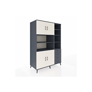 Kronos Dolap 9 Raflı 4 Çekmeceli 4 Kapaklı 132x59x195 Antrasit-aytaşı/antrasit