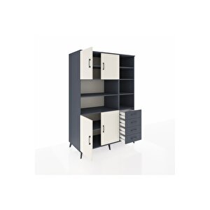 Kronos Dolap 9 Raflı 4 Çekmeceli 4 Kapaklı 132x59x195 Antrasit-aytaşı/antrasit