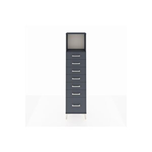 Arges Dolap Tek Raflı 7 Çekmeceli 44x30x182 Antrasit-antrasit