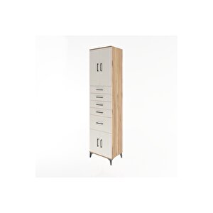 Hyperion Dolap 2 Raflı 5 Çekmeceli 4 Kapaklı 60x44x243 Çam-aytaşı