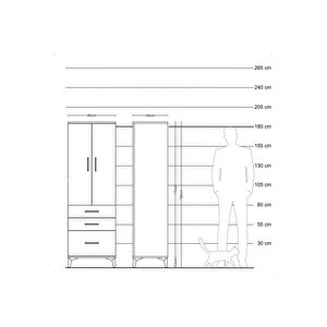 Hyperion Dolap 2 Raflı 3 Çekmeceli 2 Kapaklı 60x44x182 Çam-aytaşı