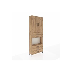 Arges Dolap 4 Raflı 5 Çekmeceli 2 Kapaklı 88x30x243 Çam-çam