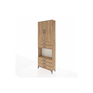 Arges Dolap 4 Raflı 5 Çekmeceli 2 Kapaklı 88x30x243 Çam-çam
