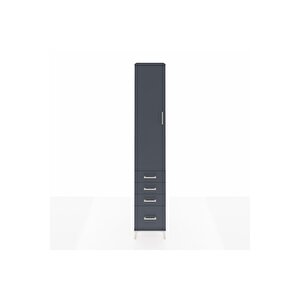 Hyperion Dolap 2 Raflı 4 Çekmeceli Tek Askılı 44x44x243 Antrasit-antrasit