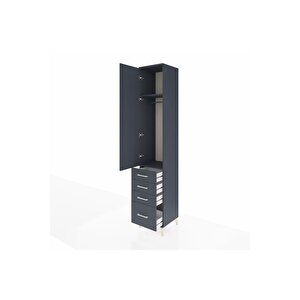Hyperion Dolap 2 Raflı 4 Çekmeceli Tek Askılı 44x44x243 Antrasit-antrasit