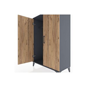 Hyperion Dolap 2 Kapaklı Tek Askılı 88x44x134 Antrasit-çam