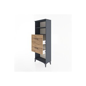 Arges Dolap 2 Raflı 2 Çekmeceli 60x30x163 Antrasit-çam