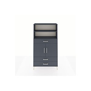 Arges Dolap 4 Raflı 3 Çekmeceli 2 Kapaklı 88x30x163 Antrasit-antrasit