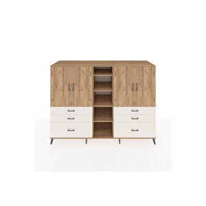 Kronos Dolap 10 Raflı 6 Çekmeceli 4 Kapaklı 220x59x163 Çam-çam/aytaşı