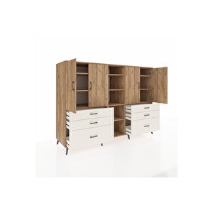 Kronos Dolap 10 Raflı 6 Çekmeceli 4 Kapaklı 220x59x163 Çam-çam/aytaşı
