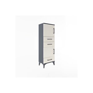 Arges Dolap 2 Raflı 3 Çekmeceli 2 Kapaklı 44x30x134 Antrasit-aytaşı