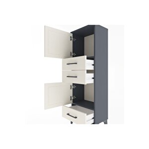 Arges Dolap 2 Raflı 3 Çekmeceli 2 Kapaklı 44x30x134 Antrasit-aytaşı