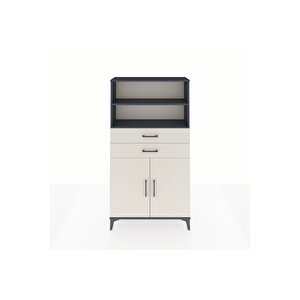 Arges Dolap 3 Raflı 2 Çekmeceli 2 Kapaklı 88x30x163 Antrasit-aytaşı