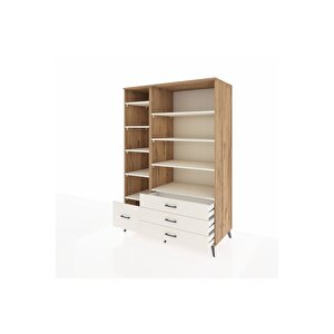 Kronos Dolap 9 Raflı 4 Çekmeceli  132x59x195 Çam-aytaşı/aytaşı