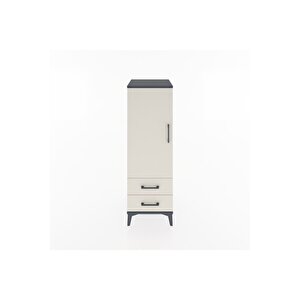 Hyperion Dolap Tek Raflı 2 Çekmeceli Tek Askılı 44x44x134 Antrasit-aytaşı