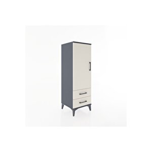 Hyperion Dolap Tek Raflı 2 Çekmeceli Tek Askılı 44x44x134 Antrasit-aytaşı