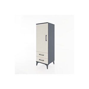Hyperion Dolap Tek Raflı 2 Çekmeceli Tek Askılı 44x44x134 Antrasit-aytaşı