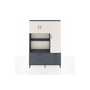Arges Dolap 7 Raflı 5 Çekmeceli 3 Kapaklı 132x30x195 Antrasit-aytaşı/antrasit
